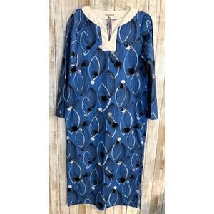 Frances Valentine Blue Black Oyster KITTA Cotton Kaftan Size Medium NWT